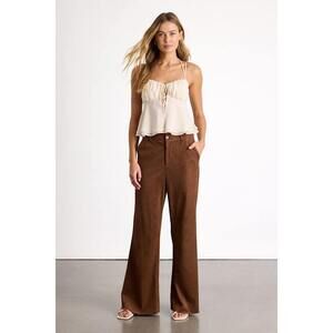 Lulus Mckay Brown Suede High-rise Wide-leg Trouser Pants - Size M